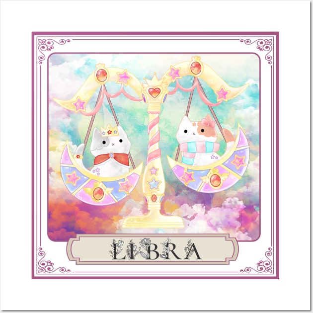 Libra Horoscope Twin Cats Wall Art by FungibleDesign